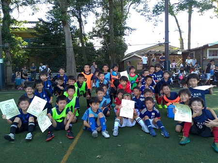 【全体写真】<BR><BR>みんな汗びっしょり、気持ちよくサッカーできたね! Highslide JS